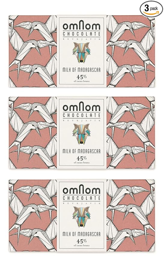OmNom Milk of Madagascar | 45% Single Origin Madagascar Cacao | Icelandic Bean To Bar Chocolate by OMNOM CHOCOLATE REYKJAVIK | 3 x 60g Bar