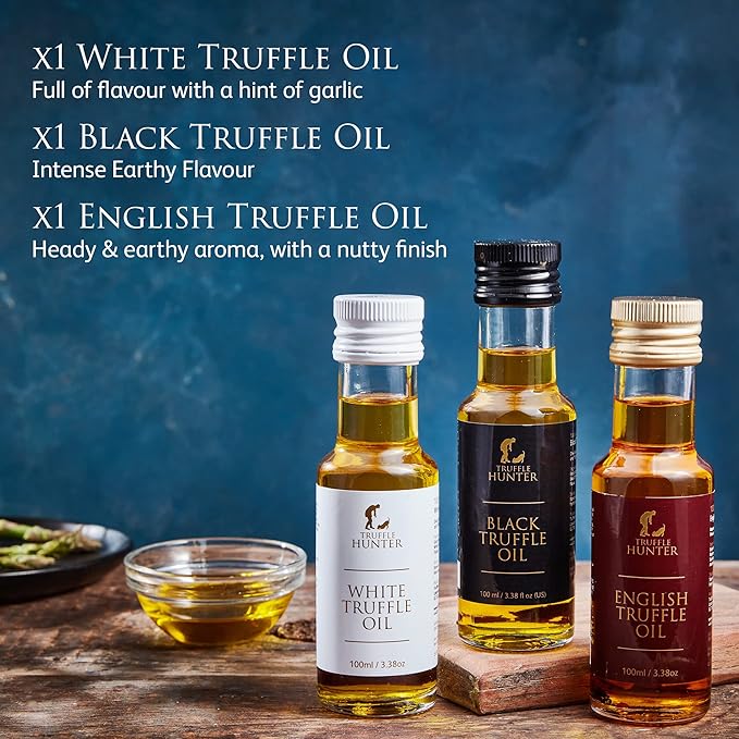 TruffleHunter - English Black &amp White Truffle Oil Set - 3.38 Oz x 3