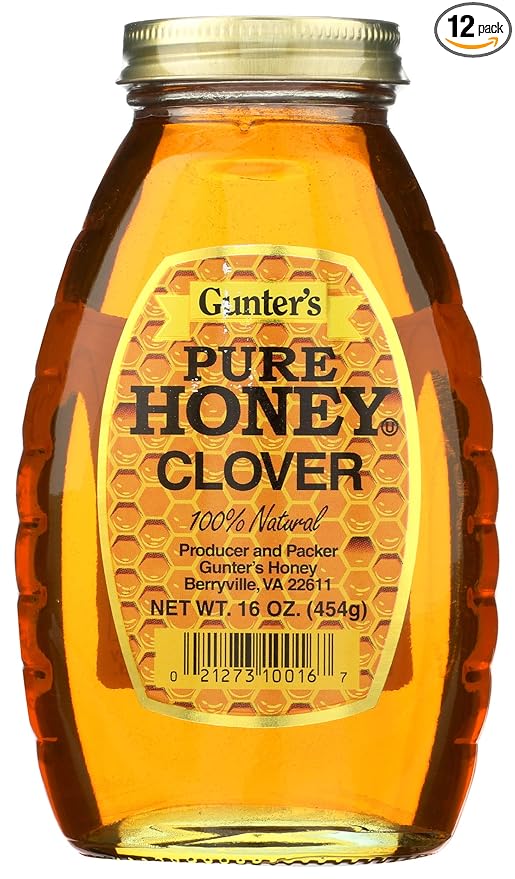 Gunter's Pure Honey Clover Natural 16 Ounces (Pack Of 12)