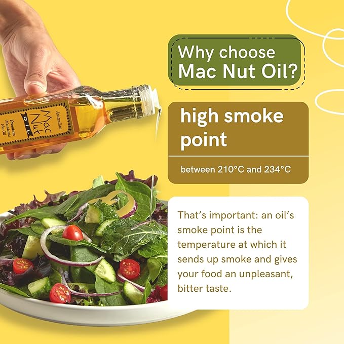 Mac Nut Cooking Oil- Australian Pure Cold Pressed Macadamia Nut Oil Unrefined for Natural Cooking High Smoke Point for Frying Non GMO Vegan Keto Friendly and Gluten Free (16.9 fl oz)