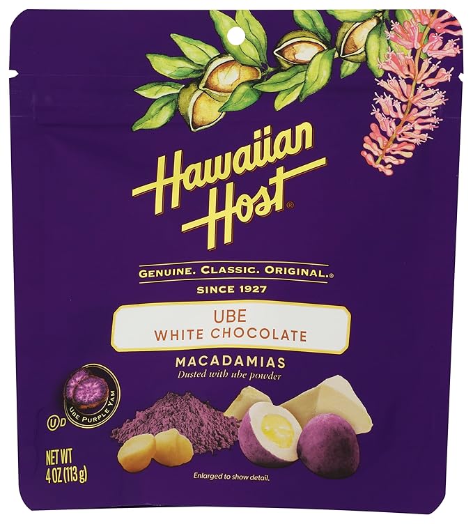 Hawaiian Host Ube White Chocolate Covered Macadamias 4 OZ