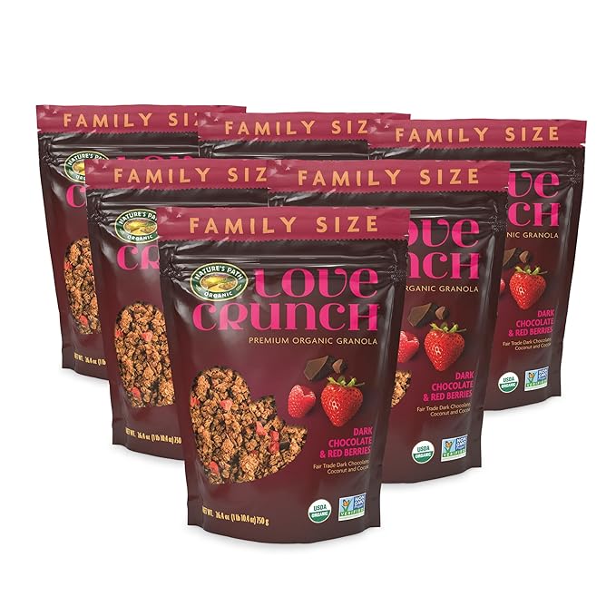 Love Crunch Organic Dark Chocolate &amp Red Berries Granola 26.4 oz (Pack of 6) Non-GMO Fair Trade by Nature's Path