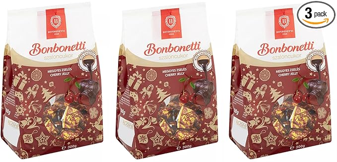 (PACK OF 3) Hungarian Christmas Candy Szaloncukor - Cherry Jelly 3x 280g / 3x 9.76 fl oz