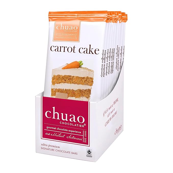 Chuao Chocolatier Carrot Cake White Chocolate Bars | Gourmet Caramel Chocolate Artisan European No Preservatives | For Easter Gift Baskets Christmas Valentines Day Gifts for Women Men Birthday C