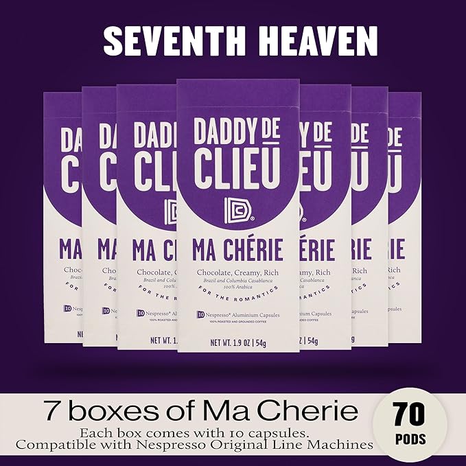 Daddy De Clieu Ma Chérie Coffee Pods (Rich &amp Chocolatey Brazil &amp Columbia Casablanca 100% Arabica Blend) Compatible with Nespresso Original Line Machines Recyclable Aluminum Capsules 70 C