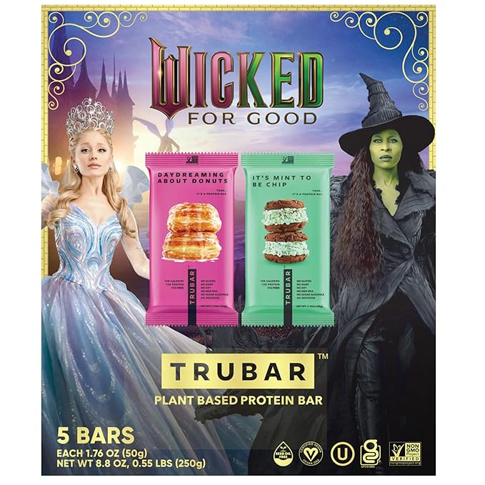 TRUBAR “Wicked” Vegan Protein Bar Variety Pack – It’s Mint to Be Chip &amp Daydreaming About Donuts Plant Based Gluten Free Dairy Free No Sugar Alcohols 12g Protein 11g Fiber Healthy Snack Bar