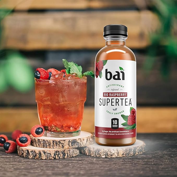 Bai Iced Tea Rio Raspberry Antioxidant Infused Supertea Crafted with Real Tea (Black Tea White Tea) 18 Fl Oz (Pack of 12)