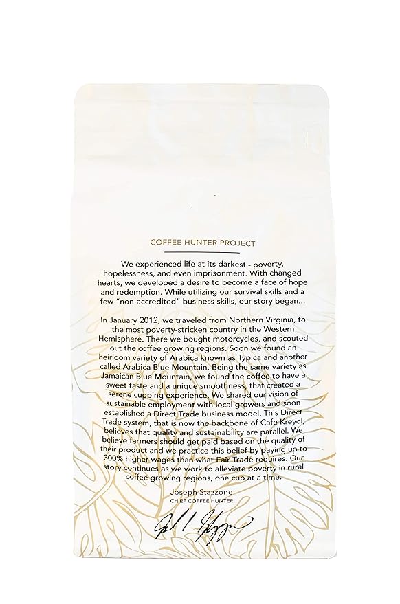 Cafe Kreyol Organic Caribbean Blue | 12 oz - Haitian Blue Light Roast Whole Bean Coffee