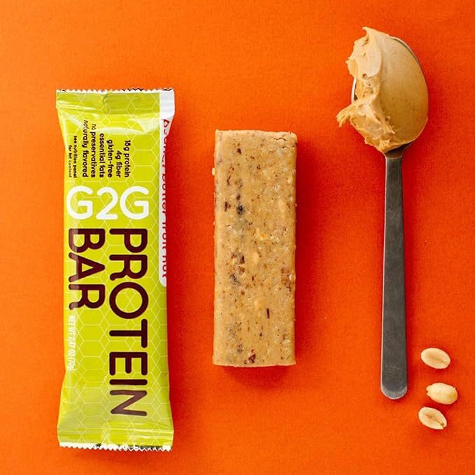 G2G Protein Bar Peanut Butter &amp Jelly Healthy Snack Delicious Meal Replacement Gluten-Free Clean Ingredients Refrigerated for Freshness 32 Count (4 Packs of 8)