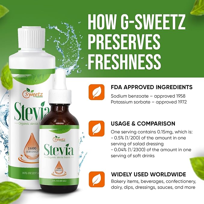 Liquid Stevia – Sweet Drops –Made from Reb-D Rich Organic Extract –Concentrated Liquid Stevia Sweetener for Drinks Food &amp Pastries No Calories &amp Carb – 8 Fl Oz (2 pack)