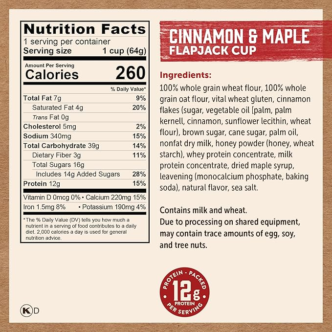 Kodiak Cakes Pancake On the Go Cinnamon and Maple 2.26 Ounce (Pack of 12)