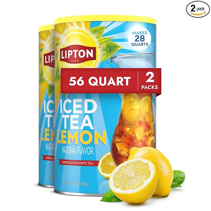 Lipton Iced Tea Mix Lemon Sweetened Iced Tea Makes 28 Quarts (Pack of 2)