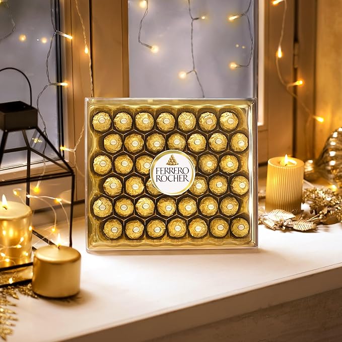 Ferrero Rocher Chocolate Gift Set Hazelnut and Milk Chocolate Pralines Box of 42 Pieces
