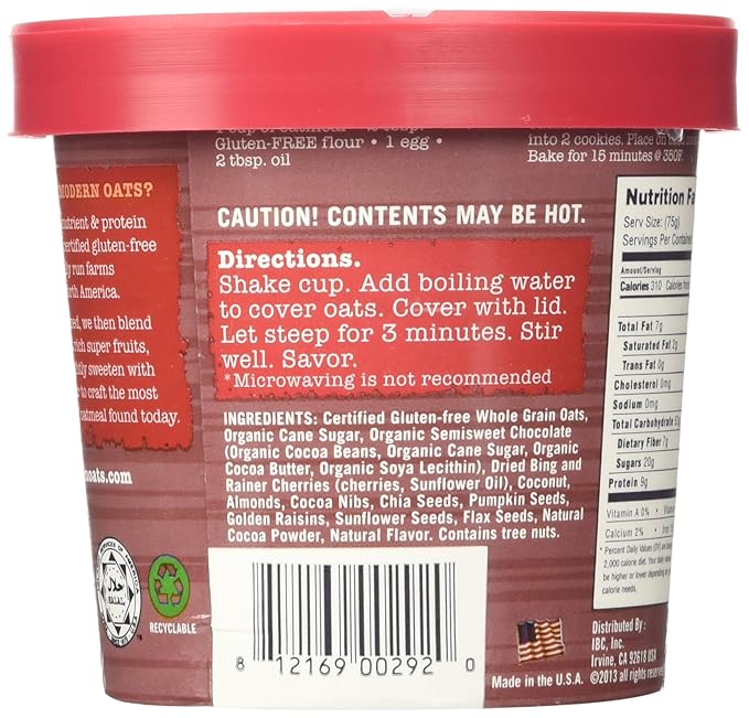 Modern Oats Premium Oatmeal Cups 6 Flavor Variety (Pack of 6) 1 Each: 5 Berry Apple Walnut Goji Blueberry Nuts &amp Seeds Vermont Maple Coconut Almond