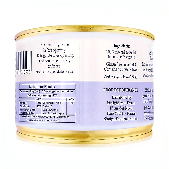 Straight from France Genuinely French All Natural Pure Goose Fat for Cooking from Southwest France Keto and Paleo Diet Friendly Can 170g 6 Oz (Pack of 3)