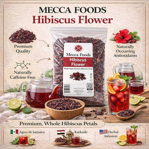 2lb Dried Whole Hibiscus Flowers and Petals Flor de Jamaica Sorrel Flower Zobo Flower perfect for Tea and Mexican Agua Fresca by Mecca Foods | perfect for Mexican Agua Fresca Tea Flor de Jamaica