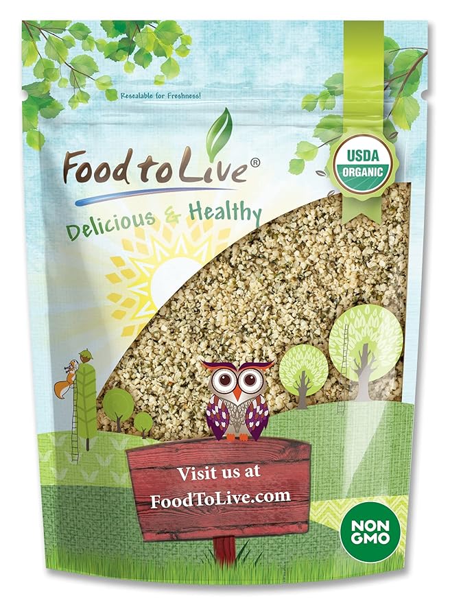 Food to Live Organic Hemp Seeds 2 Pounds – Non-GMO Raw Hearts Hulled Shelled Kosher Vegan Bulk Low Carb Low Sodium Good Source of Protein &amp Iron Great for Oatmeal Product of China