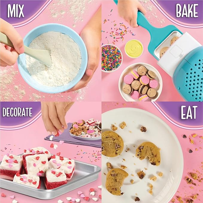 Easy Baking Oven Bundle – Includes Pizza &amp Cookie Mix Spatula Whisk Pan Pink Apron