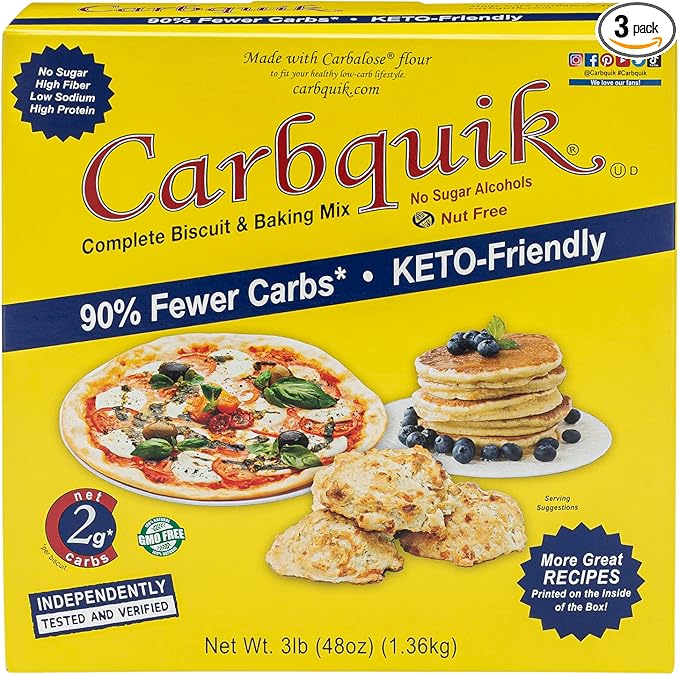 Carbquik Biscuit &amp Baking Mix (3 lb) Mix for Keto Pancakes Biscuits Pizza Crust Bread and More - Keto Food - No Sugar - Low Carb - Nut Free - Quick and Easy Keto Friendly Substitute for Tradit