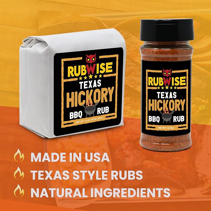 Texas Style Hickory Rub &amp Chicken Rub by Rubwise | BBQ Rub &amp Spices for Smoking &amp Grilling | Dry Rubs | Great on Brisket Burgers Chicken Duck Ribs Pork &amp Turkey Chops Tenderloin