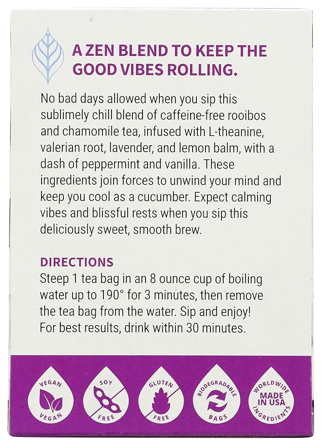 DeStress Herbal Tea Bags by VitaCup Relax &amp Chill w/Chamomile L-Theanine Valerian Root &amp B Vitamins Caffeine Free Single Serve Wellness Tea Sachet Bag 14 ct
