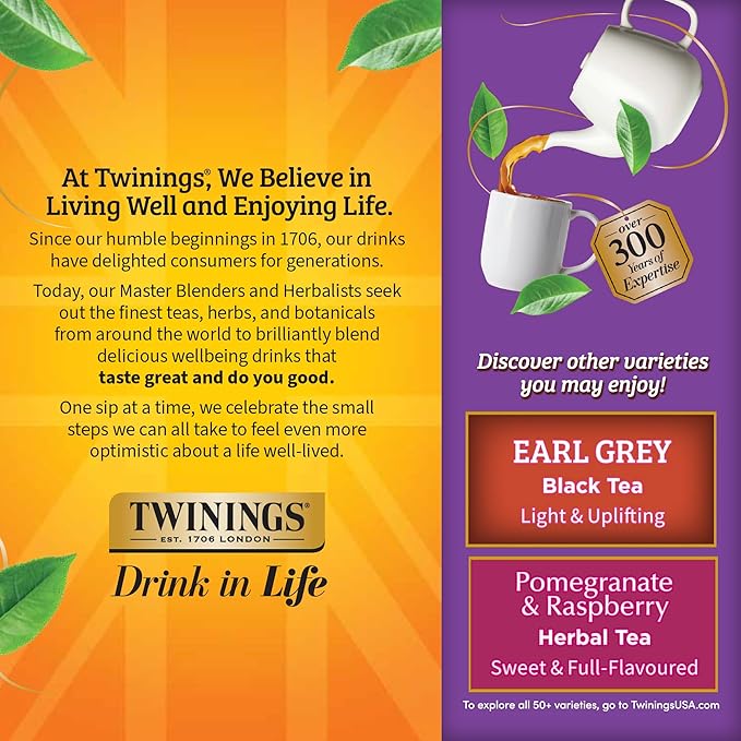 Twinings Blackcurrant Breeze Black Tea Individually Wrapped Bags 100 Count (Pack of 1) Sweet Tangy Taste Caffeinated Enjoy Hot or Iced 100 Teabags