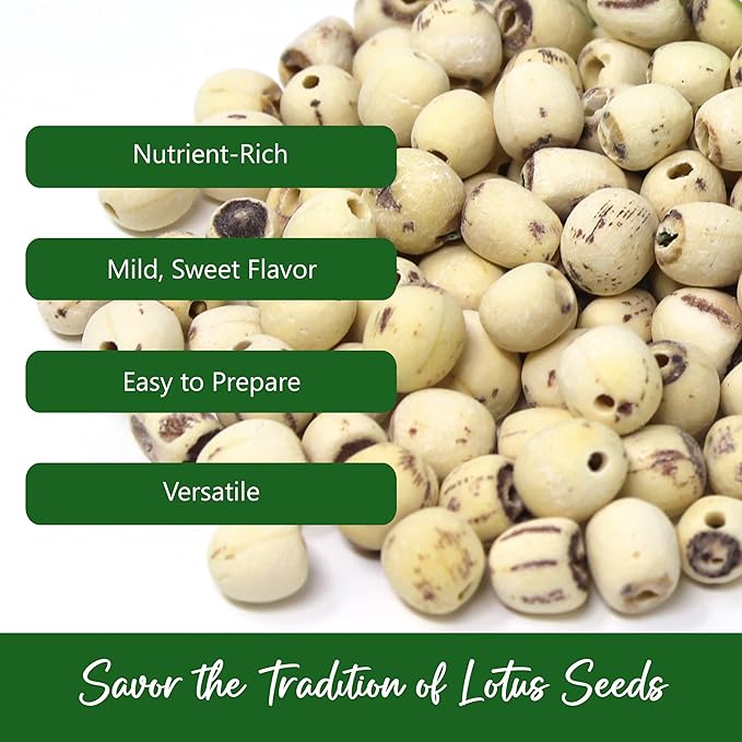NPG Dried Lotus Seeds 16 Oz Uncooked White Phool Makhana Fox Nut Perfect for Lotus Seed Sweet Dessert Soup Paste and Porridge Good for Gut Health
