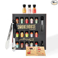 Smokehouse by Thoughtfully Grilling Spices BBQ Set Includes BBQ Tongs Magnet and 15 Flavorful Seasoning and Rubs - Great Gift for Holiday Men Dad Husband