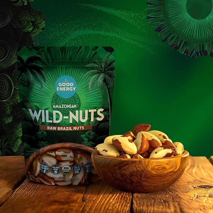 It's Good Energy Organic Brazil Wild Nuts | Raw Brazil Nuts | 100% Wild Grown Sustainably Collected | Prevents Deforestation | Rich in Selenium | Non-GMO Natural Snack | 1 LB