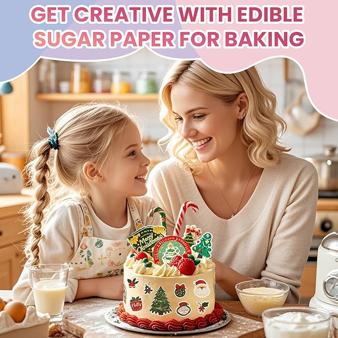 Derzio 25 pcs A4 11.7 x 8.3 Frosting Sheets Icing Sheets Edible Paper for Cakes Printable Sugar Sheets Cake Edible Sheets Edible image Paper for Cake Toppers Cakes Cookies &amp Decor