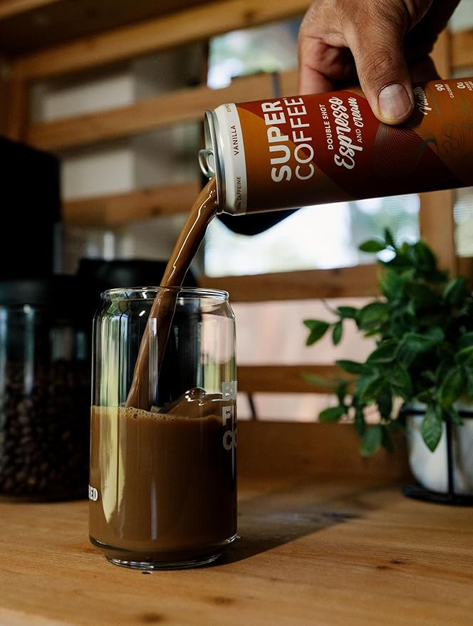 SUPER COFFEE Espresso Iced Keto Coffee (0g Added Sugar 10 Calories) [Triple Shot Black] 11 Fl Oz 12 Pack | Cold Brew Smart Coffee Drinks - SoyFree GlutenFree