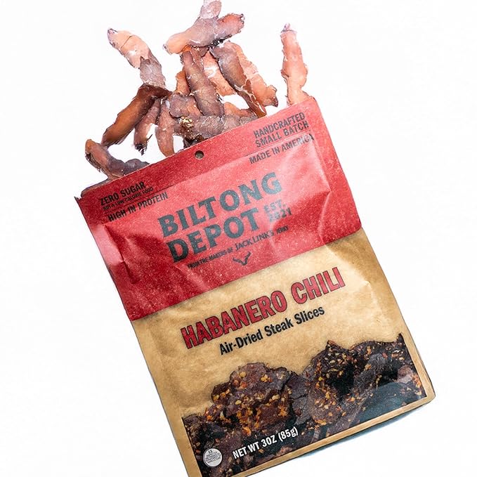 Biltong Depot Habanero Chili Biltong Slices Bundle - 3oz (3 Pack) | Air-Dried Beef Jerky Snack | Spicy Flavor| High Protein | Zero Sugar | Keto &amp Paleo Friendly | Gluten Free | No Artificial Prese