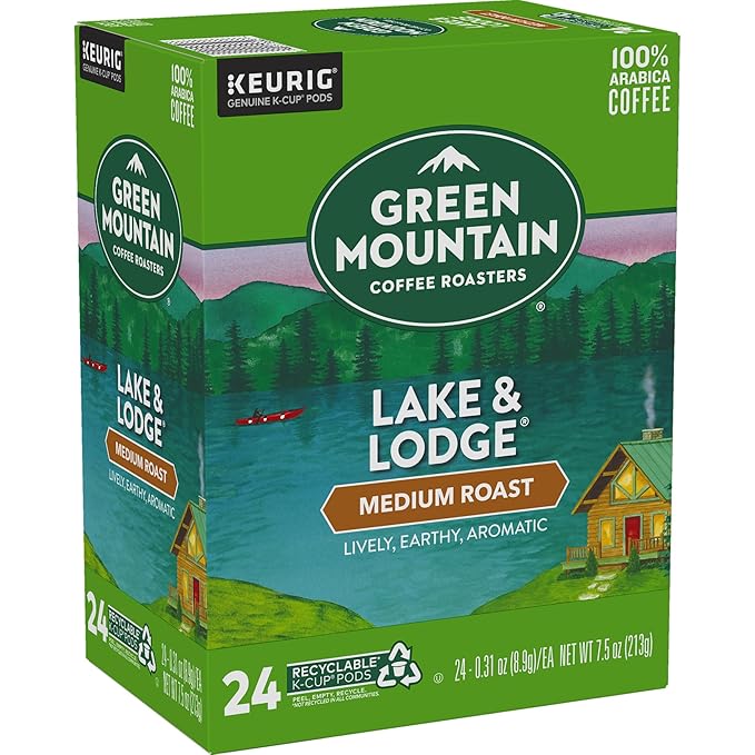 Green Mountain Coffee Roasters Lake and Lodge Blend Keurig Single-Serve K-Cup pods Medium Roast Coffee 96 Count