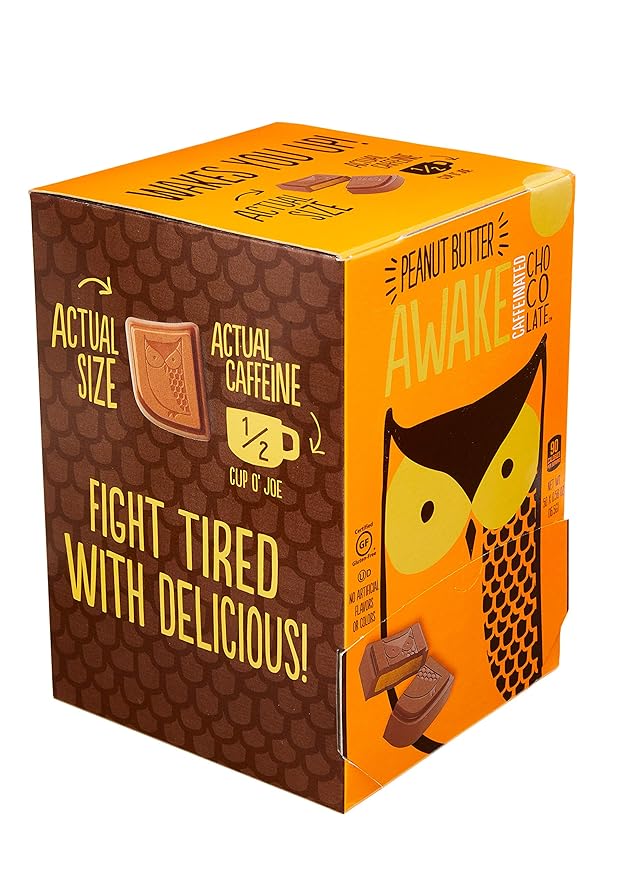 AWAKE Caffeinated Chocolate Bites Peanut Butter Chocolate Energy Snack 1 Bite Equals 1/2 Cup of Coffee 50 Bites