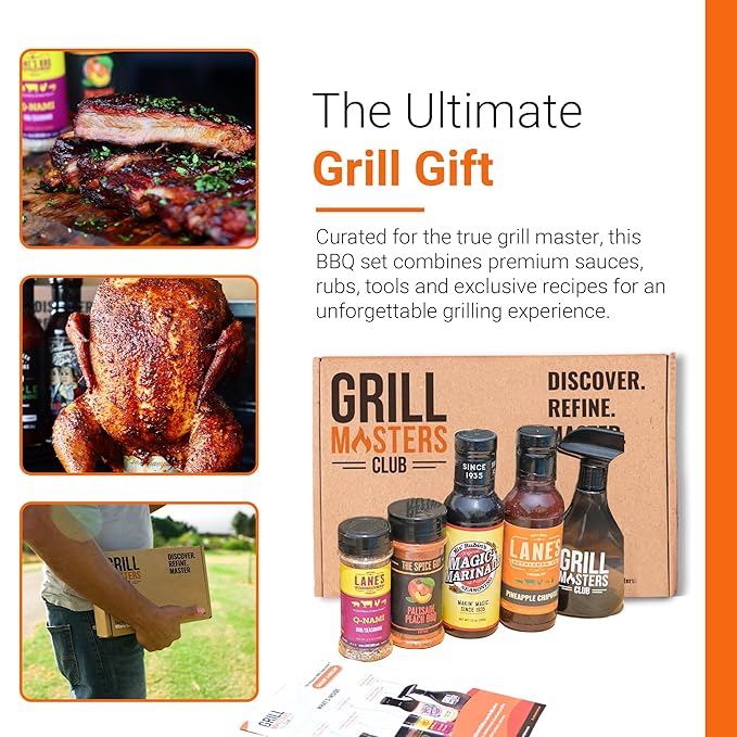 Grill Masters Club Chillin &amp Grillin BBQ Box | Premium BBQ Spices Sauces and Seasoning for the Ultimate Grill Master | Essential for Cooking Grilling and Smoking | Perfect Grill Gift for Men &a