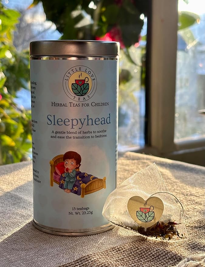 Sleepyhead Tea by Little Love Teas - Organic Caffeine-Free Herbal Tea for Kids &amp Families - Bedtime Wind-Down Ritual - Licorice root &amp Hibiscus - 15 Pyramid Teabags - Child-Friendly