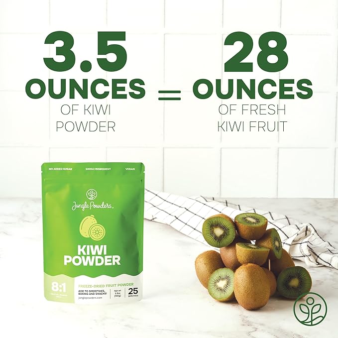 Jungle Powders Kiwi Fruit Powder 3.5 Ounce Bag Freeze Dried Kiwi Smoothie Whole Fruit Juice Powder for Baking Unsweetened Flavoring Kiwis Freeze Dried Fruit Powder for Cooking Supplement Extract