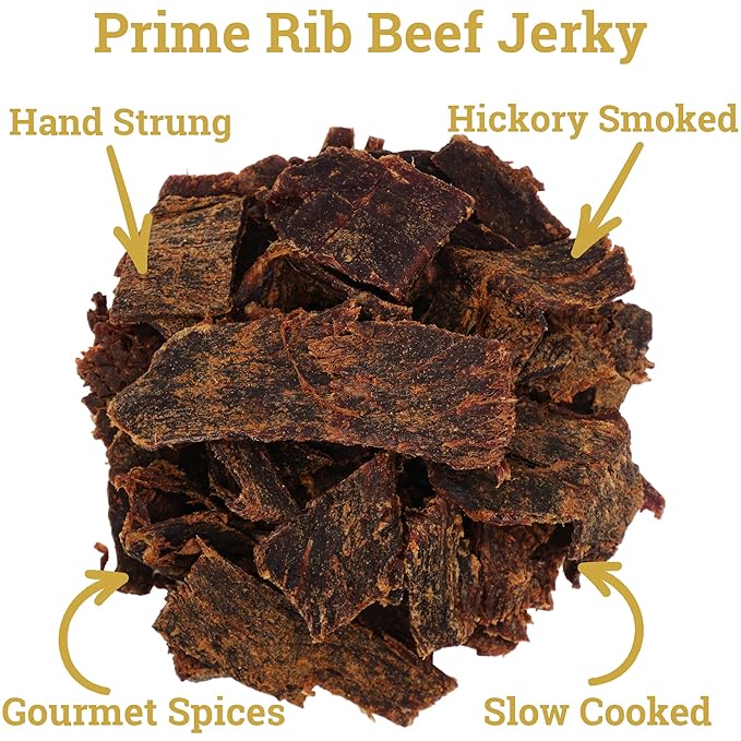 Lone Star Prime Rib Flavored Beef Jerky - 1 Pound Resealable Bag - Hickory Smoked Handcrafted Flavor - High Protein Healthy Meat Snack