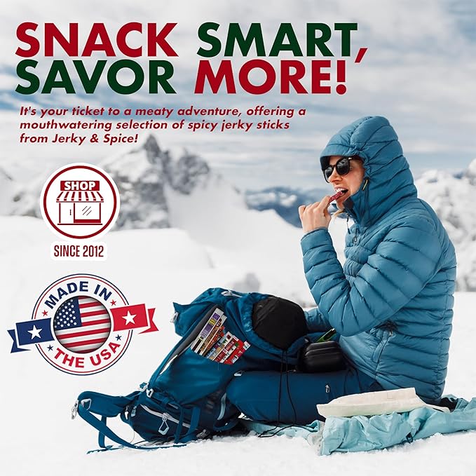 Jerky-n-Spice Premium Spicy Meat Sticks Variety Pack (10 Count) | Exotic Beef Jerky Gifts for Men | Assorted High Protein Snacks | Beef Stick Sampler | Ideal for Birthday Road Trip &amp Camping
