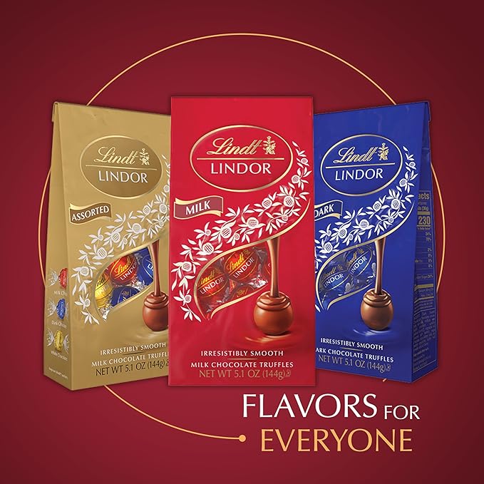 Lindt LINDOR Double Chocolate Milk Chocolate Candy Truffles Milk Chocolate with Smooth Melting Truffle Center Great for Gift Giving 5.1 oz. Bag (6 Pack)