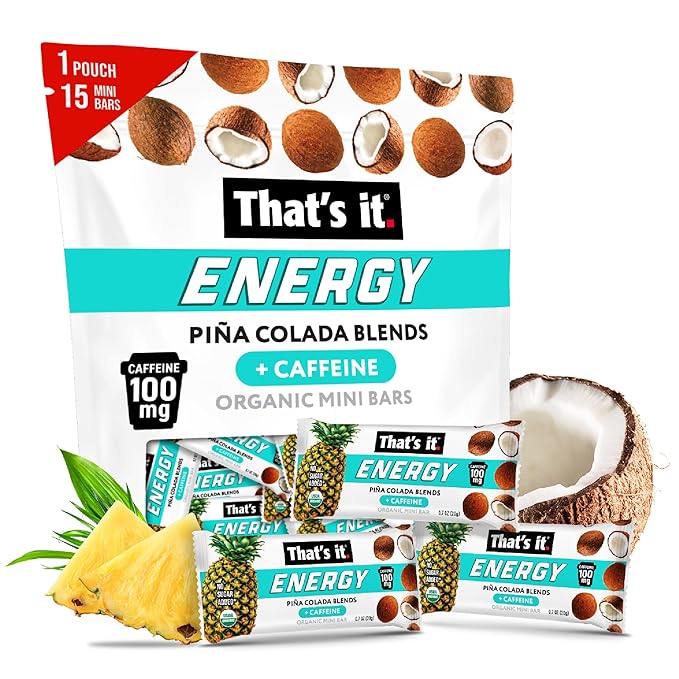 That’s it. Piña Colada Energy Mini Bars | 100mg Natural Caffeine |Pineapple Coconut| Allergy-Friendly Organic Non-GMO Gluten-Free Snacks | 15 Count