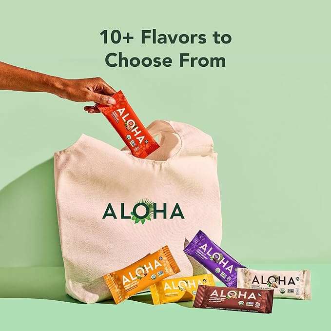 ALOHA Organic Plant Based Protein Bars - Peanut Butter Cup Bar - 12 Bars Vegan Low Sugar Gluten-Free Low Carb Non-GMO No Stevia No Erythritol