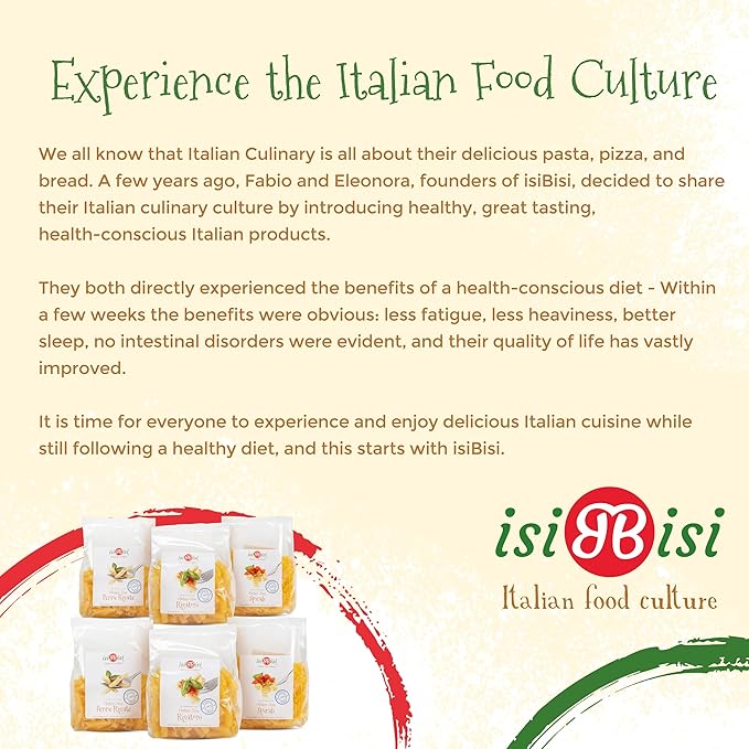 isiBisi Gluten-Free Pasta Sampler 6-Pack - Penne Rigatoni Spirali Noodles - Non GMO Vegan Made in Italy