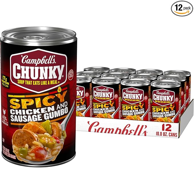 Campbell’s Chunky Soup Spicy Chicken and Sausage Gumbo 18.8 oz Can (Pack of 12)