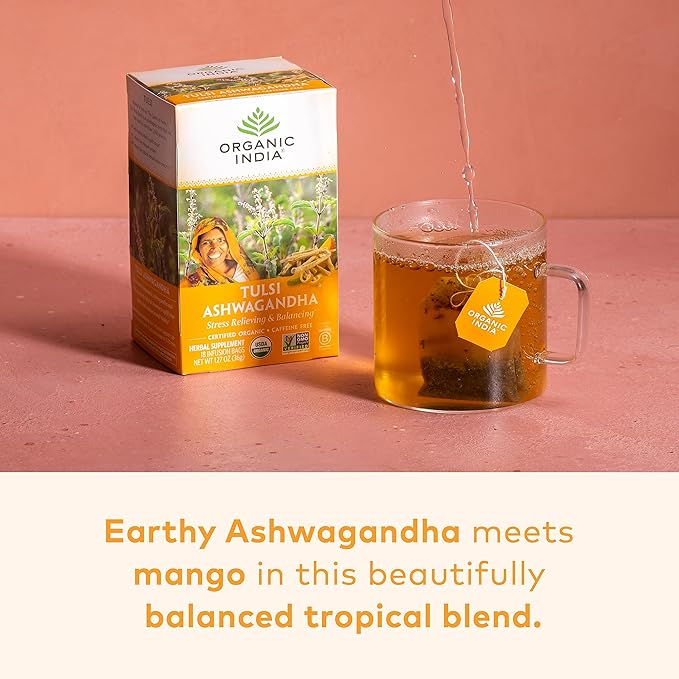 ORGANIC INDIA Iced Tulsi Tea Bags Variety Pack - Assorted Tea Holy Basil Ashwaganda Sleep Honey Chamomile - Adaptogen Vegan USDA Certified Organic Non-GMO - 18 Infusion Bags per Box (Pack of 3)