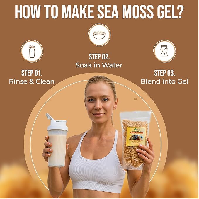 Golden Irish Sea Moss | Wildcrafted from St. Lucia | 16oz Makes ~240+ oz Sea Moss Gel | 100% Natural Raw &amp Sun-Dried | Dr. Sebi Inspired Nutrient-Rich Irish Moss for Health &amp Wellness