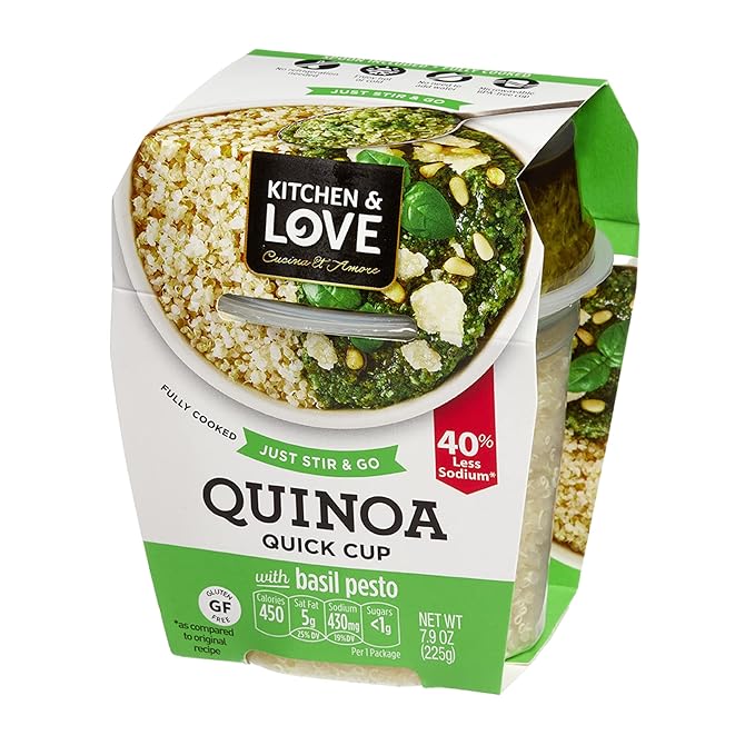 Kitchen &amp Love Basil Pesto Quinoa Quick Meal 6-Pack | Gluten-Free Ready-to-Eat No Refrigeration Required
