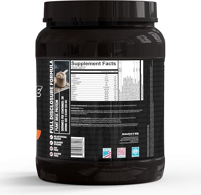 Samnites Plant Base Protein Powder Mocha Cappuccino Flavor Natural Whey with AstraGin 20g Protein 1.29lb Gluten Free Soy Free