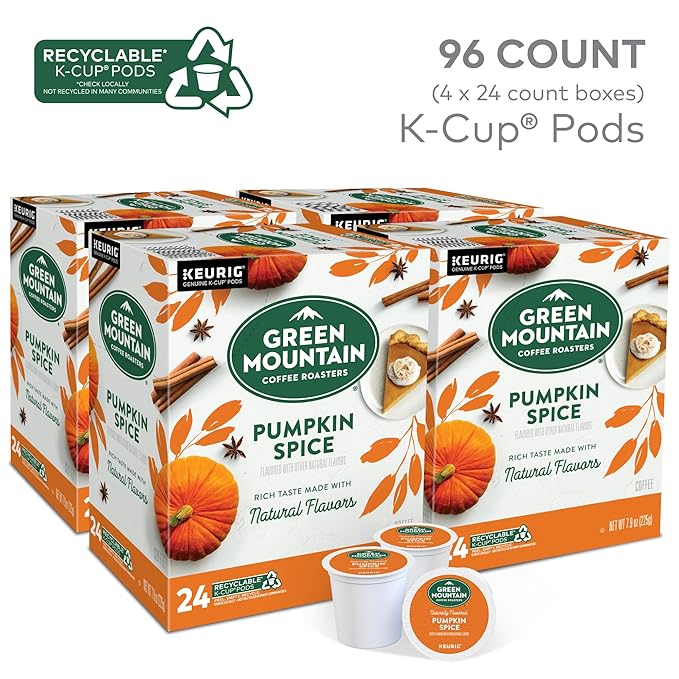 Green Mountain Coffee Roasters Pumpkin Spice Coffee Keurig Single-Serve K-Cup Pods Light Roast 96 Count