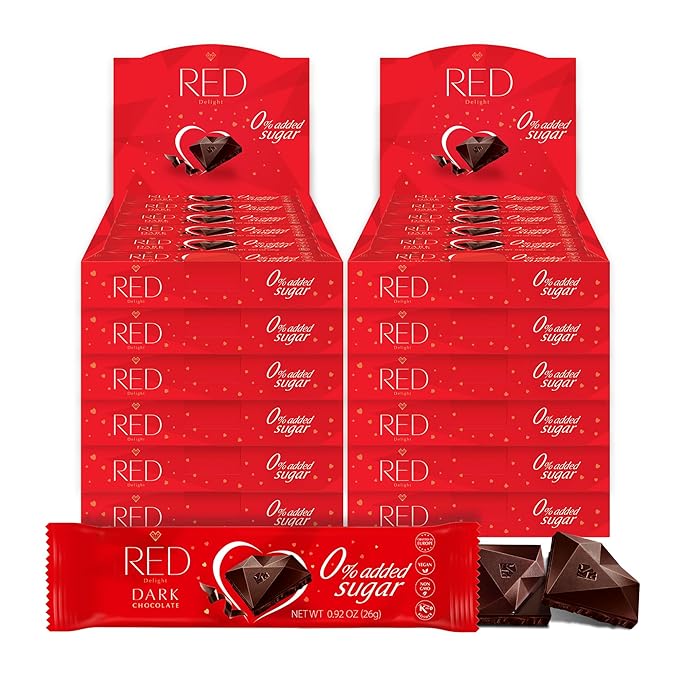 RED Delight®™ Dark Chocolate 12 Count Box of Grab N Go Travel Size Bars (0.92 Ounces Each) (12 Boxes - Total of 144 Bars)